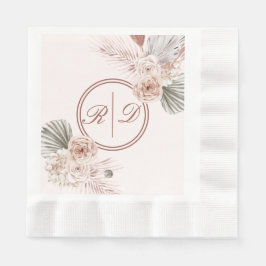 Elegante rosa Aquarellfarben-Monogramm Serviette