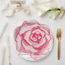 Elegante rosa Aquarellfarben, Personalisierte Hoch Pappteller
