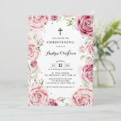 Elegante, rosa Aquarellfarben - Rose bestechen dur Einladung (Stehend Vorderseite)