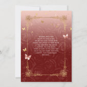 Elegante Rosa Aquarellfarben Rose Gold Quinceanera Einladung (Rückseite)