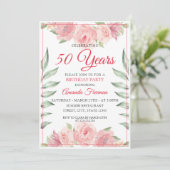 Elegante Rosa Aquarellfarben Rose Mutter Geburtsta Einladung (Stehend Vorderseite)