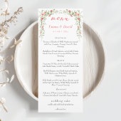 Elegante rosa Aquarellfarben Rose Script Hochzeit Menükarte