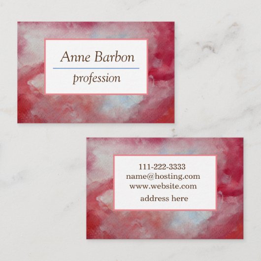 Elegante rosa Aquarellkarte Visitenkarte (Vorne/Hinten)