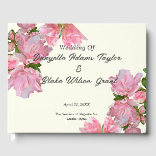 Elegante Rosa Azaleen & Elfenbeinblütenhochzeit Gästebuch
