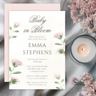 Elegante rosa Baby in Bloom Wildflower Baby Shower Einladung