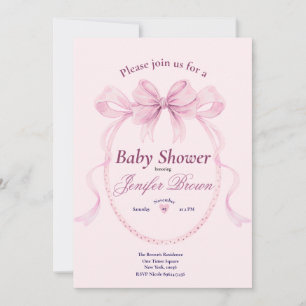 Elegante rosa Baby-Shower-Einladung für Mädchen Einladung