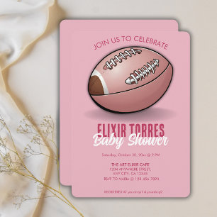 Elegante rosa Baby-Shower mit Fußball-Thema Einladung