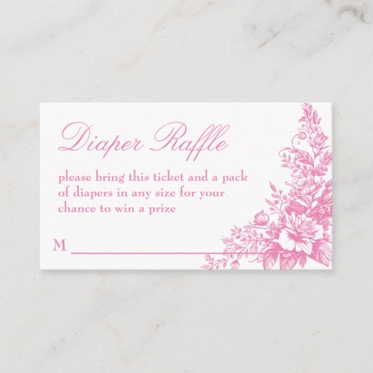 Elegante Rosa-Babydusche-Windel-Tombola Begleitkarte (Vorderseite)