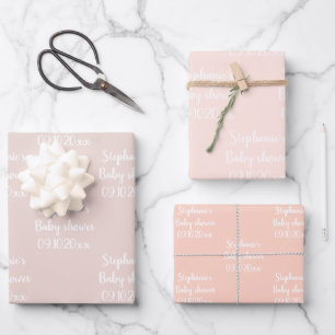 Elegante rosa Babyparty Baby Mädchen Geschenkpapier Set