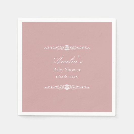 Elegante rosa Babyparty im Regency-Stil Serviette (Vorderseite)