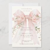 Elegante rosa Babyparty-Rosen-Schleife Einladung (Vorderseite)