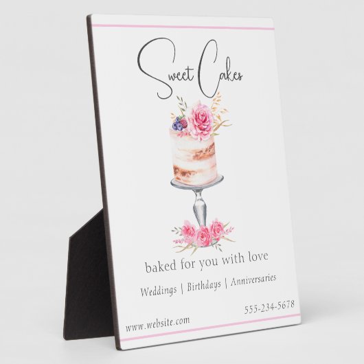 Elegante Rosa Bäckerei Kuchen Wasserfarben Fotoplatte (Seite)