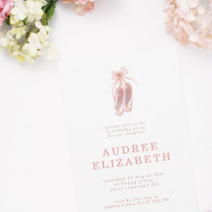 Elegante Rosa Ballerina Shoes Girls Geburtstagspar Einladung