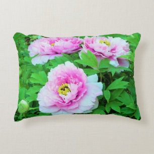 Elegante rosa Baum-Pfingstrosenblüten mit gelbem Z Dekokissen