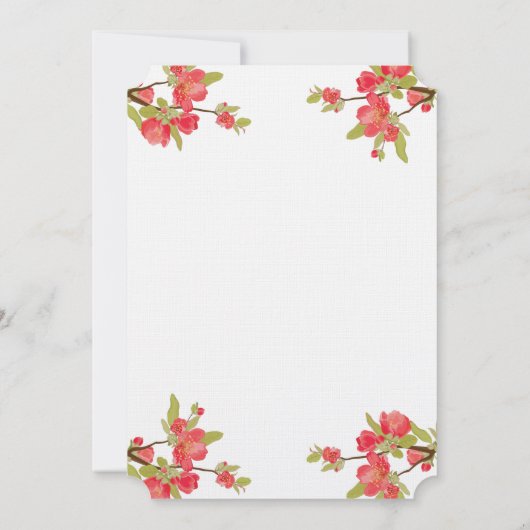 Elegante rosa Baumblüten Baby-Dusche Einladung (Rückseite)