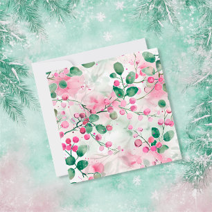 Elegante rosa Beeren Florale Festtags-Kunstkarte Feiertagskarte