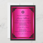 Elegante Rosa & Black Bat Mitzvah Einladung<br><div class="desc">Bat Mitzvah Einladung. Rosa und Schwarz. Exklusiv Zazzle. Passen Sie Ihre persönlichen Daten an. Bitte beachten Sie alle flachen Bilder!</div>