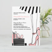 Elegante Rosa Black Bridal Dusche Einladung (Stehend Vorderseite)