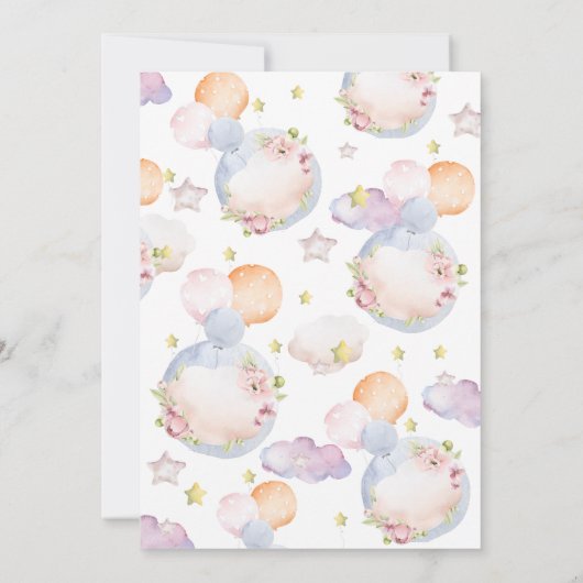 Elegante Rosa Bläserblüten Kinderdusche per Mail Einladung (Rückseite)