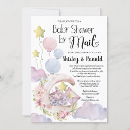 Elegante Rosa Bläserblüten Kinderdusche per Mail Einladung