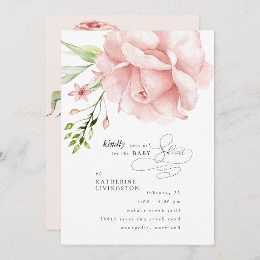 Elegante rosa Bläserdusche Einladung (Vorne/Hinten)