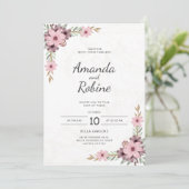 Elegante Rosa Bläserei Einladung (Stehend Vorderseite)