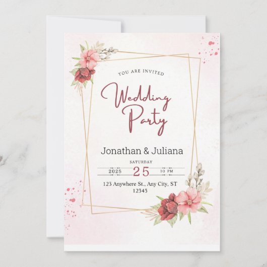 Elegante Rosa Bläserei Einladung (Vorderseite)