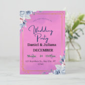 Elegante Rosa Bläserei Einladung (Stehend Vorderseite)