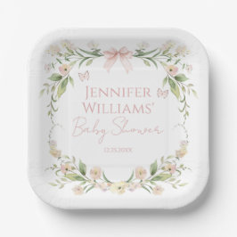 Elegante Rosa Bläserfrühlingsdusche Pappteller