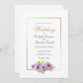 Elegante Rosa Bläsergoldene Hochzeit Einladung (Vorne/Hinten)