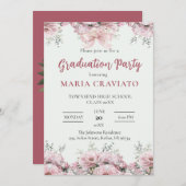 Elegante rosa Bläsergrenz Einladung (Vorne/Hinten)