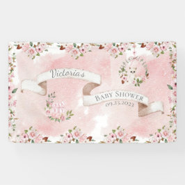 Elegante Rosa Bläsername Girl Baby Shower Banner
