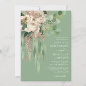 Elegante Rosa Bläsernbäume Hochzeiten Einladung (Vorderseite)