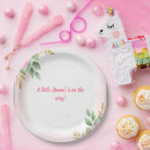 Elegante Rosa Bläserndusche mit Rose und Gold Pappteller (Party)