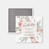 Elegante, rosa, bläserne Wasserfarbe Save the Date Magnet (Vorderseite/Rückseite)