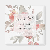 Elegante, rosa, bläserne Wasserfarbe Save the Date Magnet (Vorne)