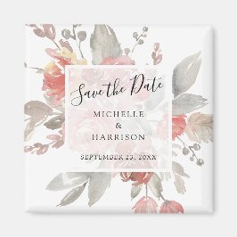 Elegante, rosa, bläserne Wasserfarbe Save the Date Magnet