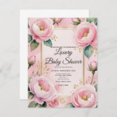 Elegante Rosa Bläsernspülung Einladung (Vorne/Hinten)