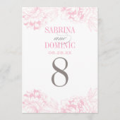 Elegante Rosa Bläserpferde Hochzeit Tischnummer (Vorderseite)