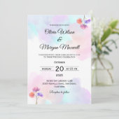 Elegante Rosa & Blau Einladungen für Hochzeiten (Stehend Vorderseite)