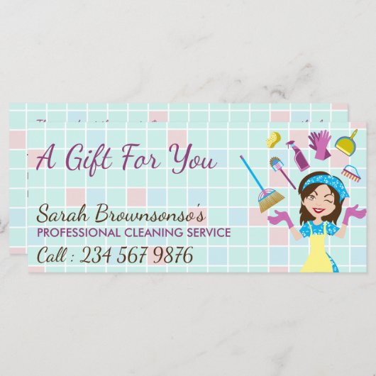 Elegante Rosa Blau Reinigungsservice Haushaltshilf (Vorne/Hinten)