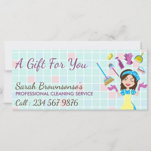 Elegante Rosa Blau Reinigungsservice Haushaltshilf (Vorderseite)