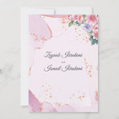 Elegante rosa blaue florale islamische Hochzeit Einladung (Rückseite)