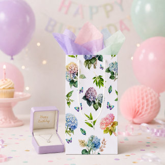 Elegante rosa blaue Hortensien-Garten-Geschenktüte Kleine Geschenktüte