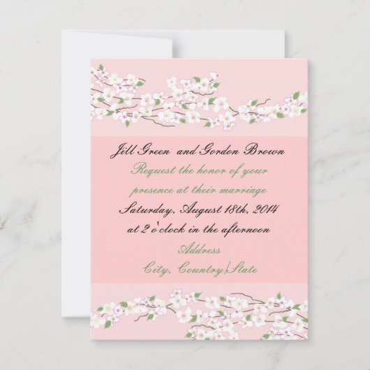 Elegante Rosa Blossom Einladung zur Hochzeit (Vorderseite)