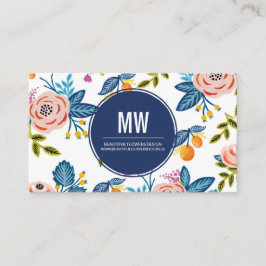 Elegante Rosa & Blue Floral Business Card Visitenkarte