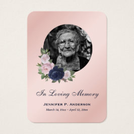 Elegante Rosa Blue Gold Floral Memorial Cards