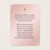 Elegante Rosa Blue Gold Floral Memorial Cards (Rückseite)