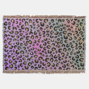 Elegante Rosa Blue Gold Glitzer Black Leopard Prin Decke