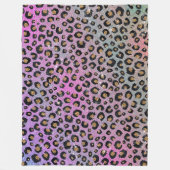 Elegante Rosa Blue Gold Glitzer Black Leopard Prin Fleecedecke (Vorderseite)